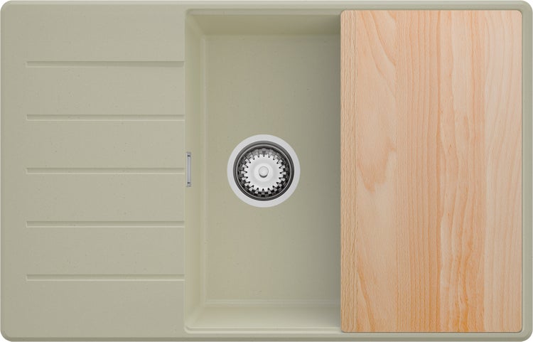 Spüle mit Abtropffläche und Schneidebrett