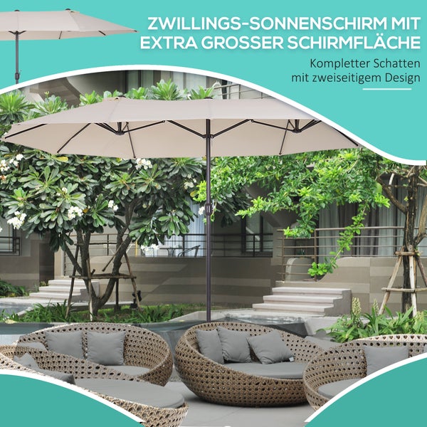 Outsunny Sonnenschirm, L455 x B270 x H240 cm, Stahl, Polyester, ABS, beige