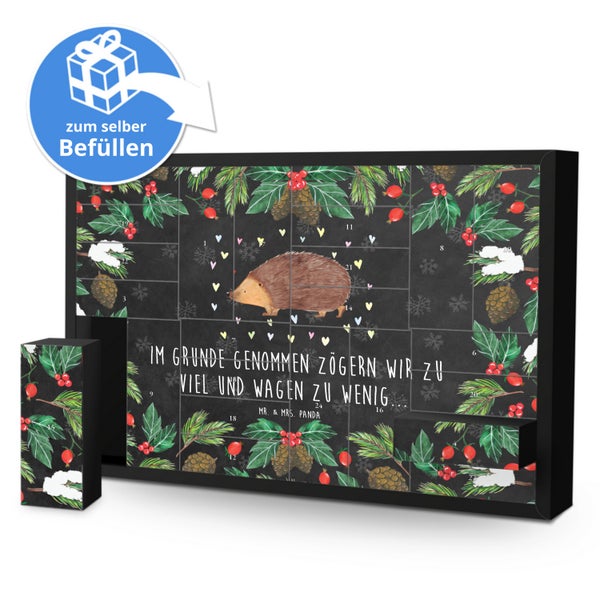 Mr. & Mrs. Panda Befüllbarer Adventskalender Igel Herzen - Schwarz