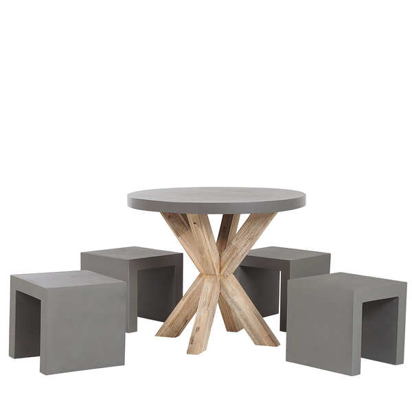 Gartenmöbel Set mit Hockern 4-Sitzer OLBIA/TARANTO Beton Grau