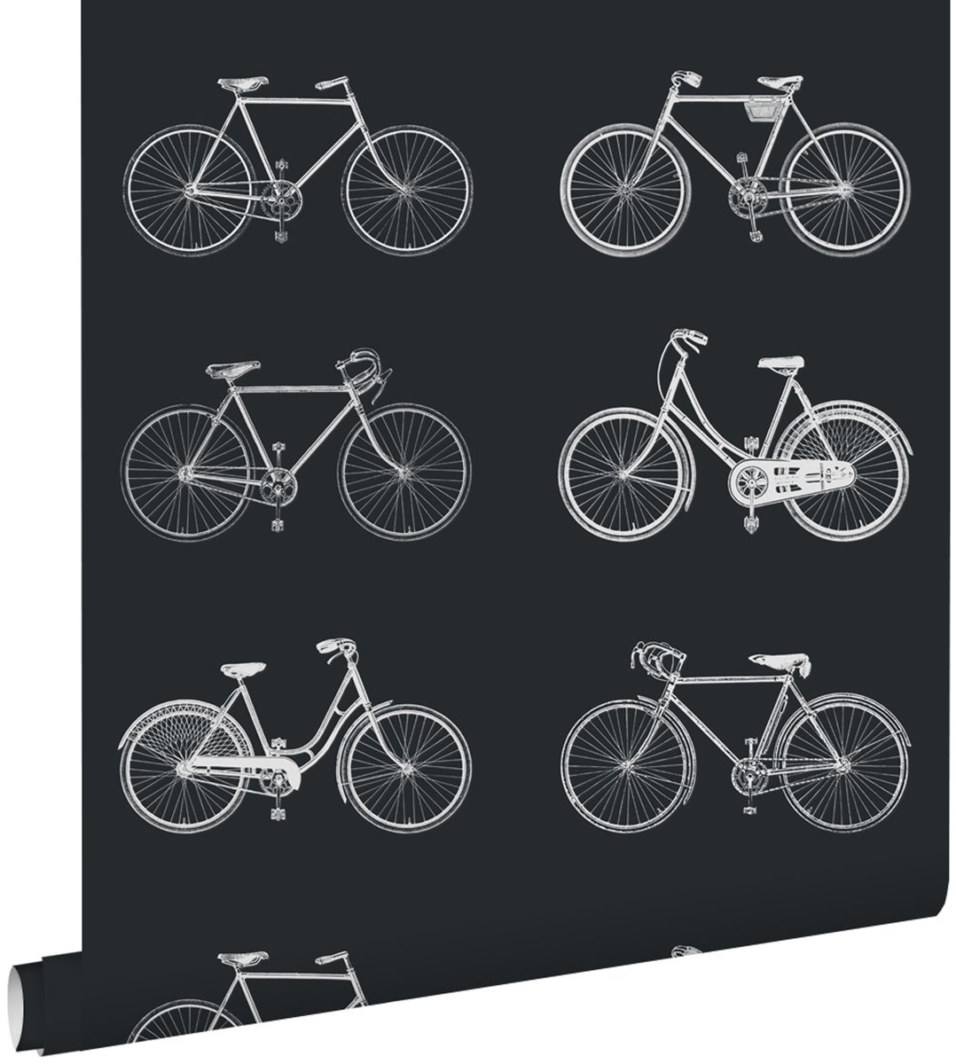 ESTAhome Tapete Fahrräder Schwarz und Weiß - 53 cm x 10,05 m - 128503
