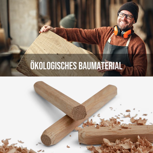 Dübel aus Holz und Holzspäne