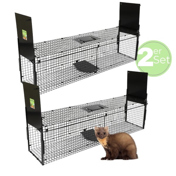 Zwei Lebendfallen aus Drahtgitter für Marder im Set