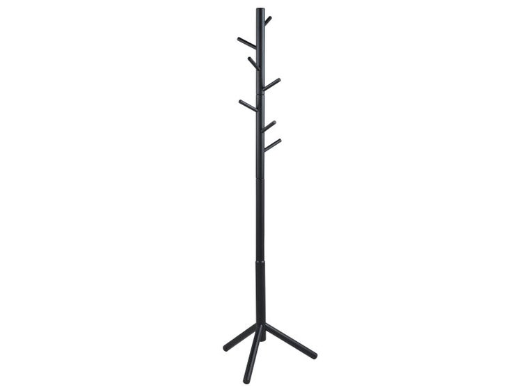 Bella Garderobenständer aus Holz, schwarz lackiert. 51 X 45 X 176 cm