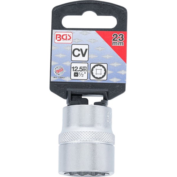 BGS Steckschlüssel-Einsatz Zwölfkant Antrieb Innenvierkant 12,5 mm (1/2) SW 23 mm - 10643
