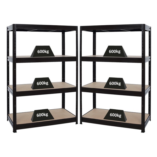 PROREGAL Mega Deal 2er-Sparset Profi-Schwerlastregal DINO HxBxT 180x120x60cm Fachlast 600kg Schwarz