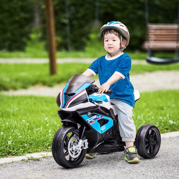 HOMCOM Kinder Elektro-Motorrad, 6V, mit 3 Musikmodi, 2,5km/h, für Kinder ab 18 Monaten, 82,5 x 42 x 54 cm, PP, Metall, Blau