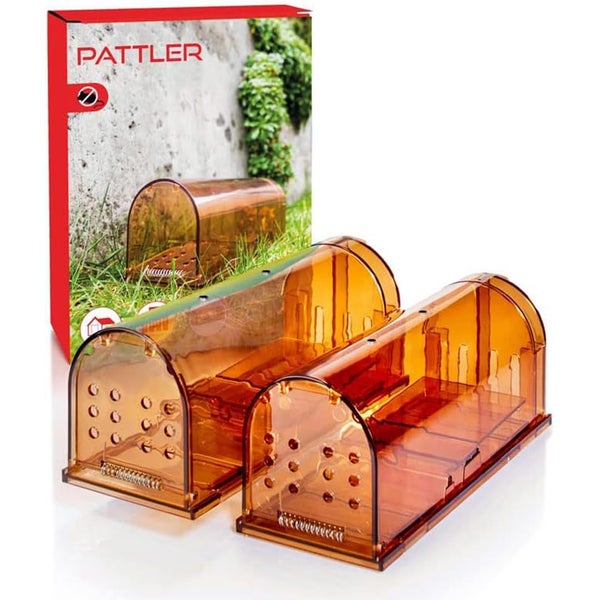 PATTLER® Mausefalle lebend - Extra große Lebendfalle Maus | Tierfreundlich Mäusefalle | Ratten oder Kleintiere Fangen - mit Luftlöchern | Einfache Aufstellung im Haus oder Garten - 2 Stück