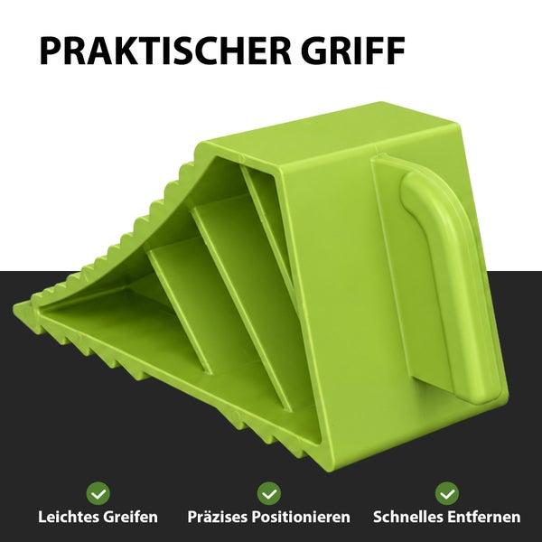 Unterlegkeil mit Griff für Wohnwagen und Anhänger aus Kunststoff zur Sicherung gegen Wegrollen.