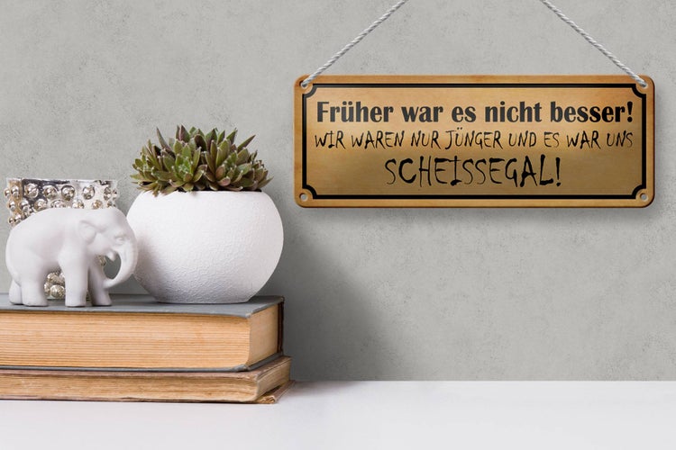 Blechschild Spruch 27x10cm früher nicht besser Scheissegal Dekoration