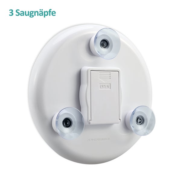 EMKE Kosmetikspiegel Ø16,5 cm, Weiß, 5-fach Vergrößerung, Beleuchtung mit Knopfschalter, Batteriebetrieben, mit magnetischer Rückseite, tragbar