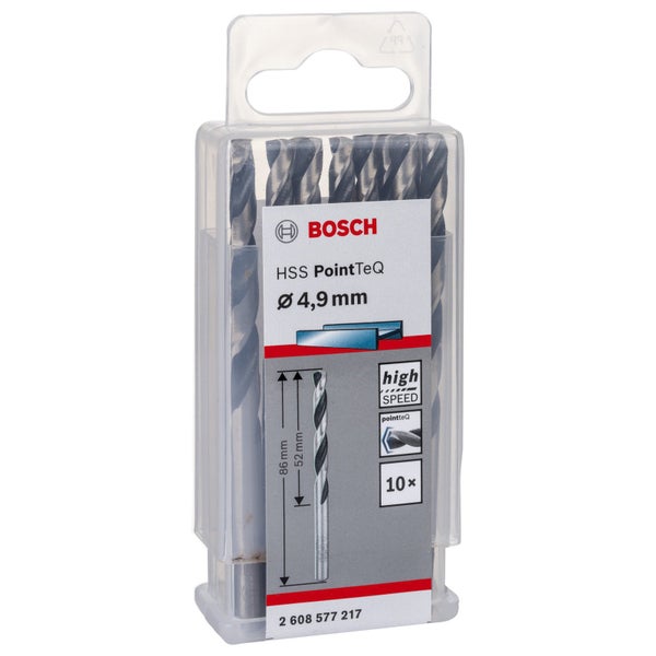 Bosch HSS PointTeQ Metallbohrer Set, Durchmesser 4,9 mm, 10 Stück