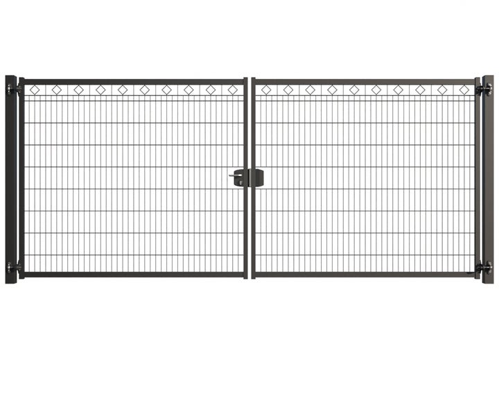 Doppeltor aus Metall mit Rautenmuster