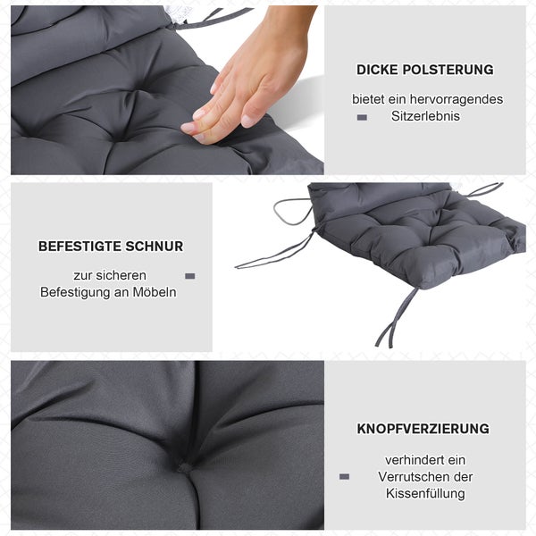 Outsunny 2er Set Auflage für Niederlehner, L98 x B50 x D8cm, Oxford, Schaumstoff, Grau