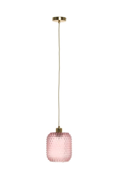 Retro Hängelampe aus Glas, Vintage Pendelleuchte Rosa 27 cm | Wohnzimmer Esszimmer Leuchte