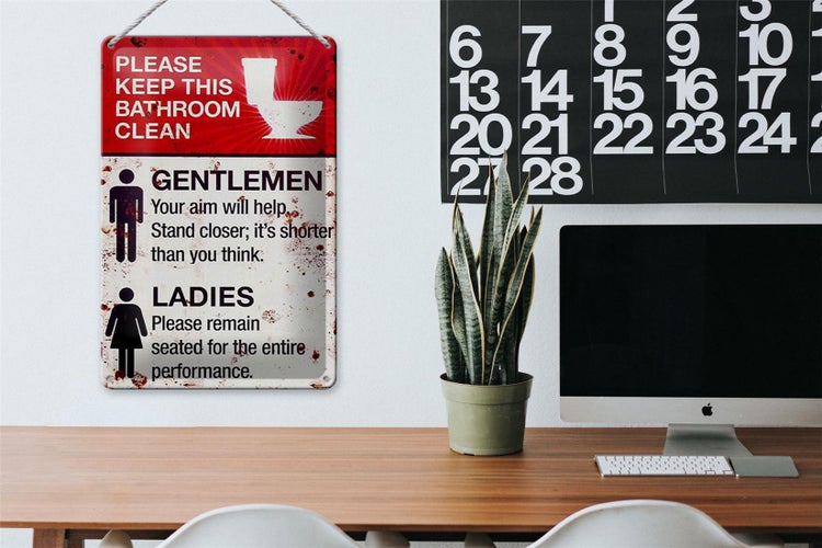 Blechschild Spruch 20x30cm Gentlemen Ladies WC Toilette