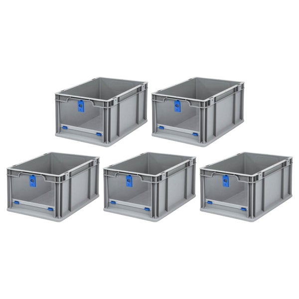 PROREGAL SparSet 5x Eurobox NextGen Insight Cover HxBxT 22 x 30 x 40 20 Liter Hoch/Blau Eurobehälter Transportbox