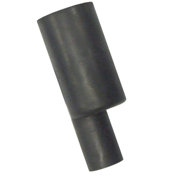 Schwarzer exzentrischer Adapter aus Kunststoff für Rohre und Anschlüsse.