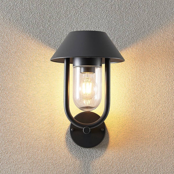 Lucande Wandleuchte außen Olinum (spritzwassergeschützt (Modern) in Schwarz aus Aluminium (1 flammig, E27) - Außenwandleuchten Wandlampe Led Außenlampe Outdoor für Außenwand/Hauswand