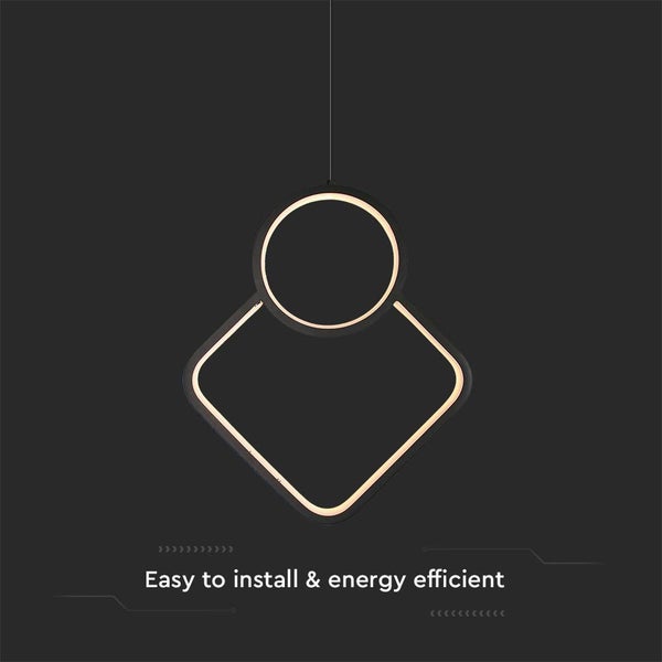Moderne LED-Pendelleuchte mit kreisförmigem und quadratischem Design
