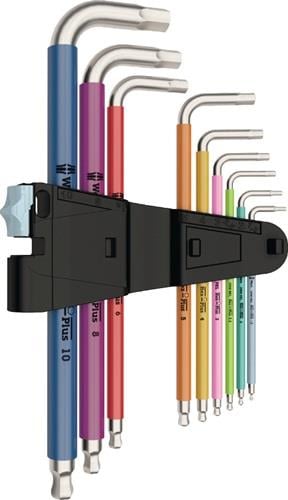 Satz farbiger Innensechskantschlüssel mit Halterung