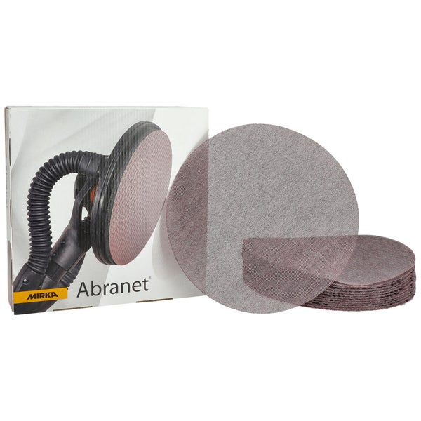 Mirka Abranet Netz-Schleifscheiben Ø 225 mm Klett / Korn P150 / 25 Stk / zum Schleifen von Holz, Spachtel, Lack, Kunststoff / 5422302515