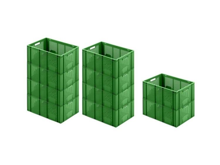 PROREGAL SparSet 10x Eurobehälter Obst- und Gemüsekasten HxBxT 274 x 40 x 60 cm 54 Liter Grün Obst-Gemüsekiste Obstkorb Transportbox