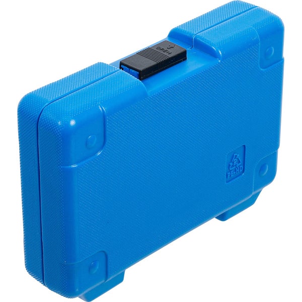 Blaue Werkzeugkiste aus Kunststoff mit Verschluss