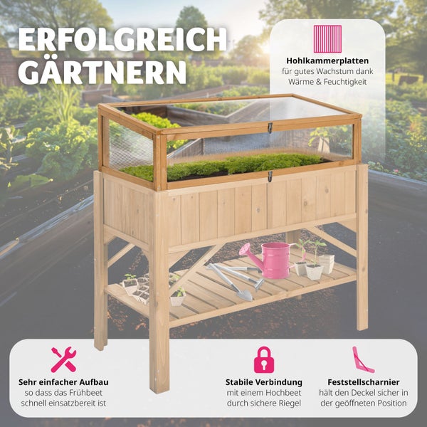Frühbeet-Aufsatz tectake  115 x 53 x 34 cm aus Holz braun