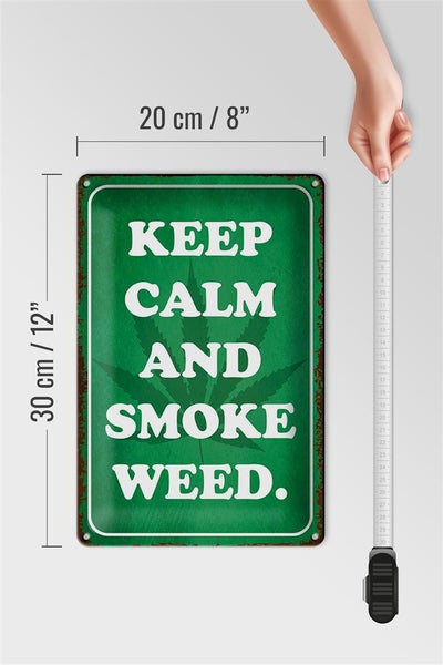 Blechschild Spruch 20x30cm Keep Calm and smoke weed