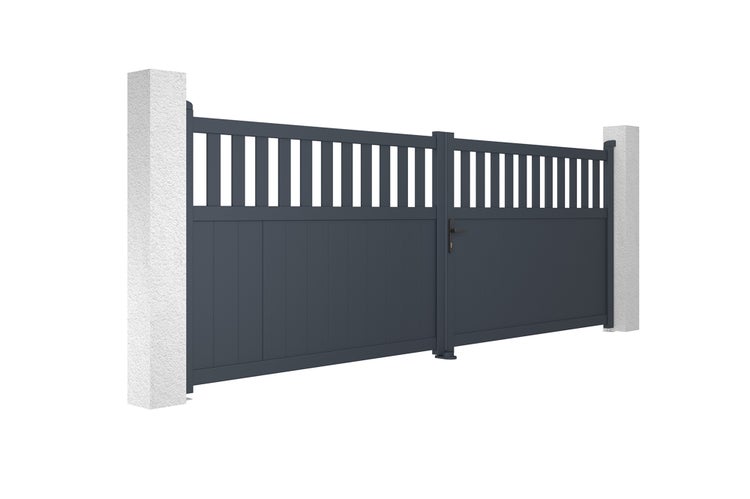 SANTIS 400B140 Flügeltor-Paket + 2 EIFEL-Pfosten h.160cm Grau
