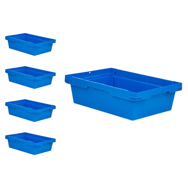 PROREGAL Mega Deal 5x Conical Mehrweg-Stapelbehälter Blau HxBxT 17,5 x 40 x 60cm 29 Liter Lagerbox  Eurobox  Transportbox  Transportbehälter