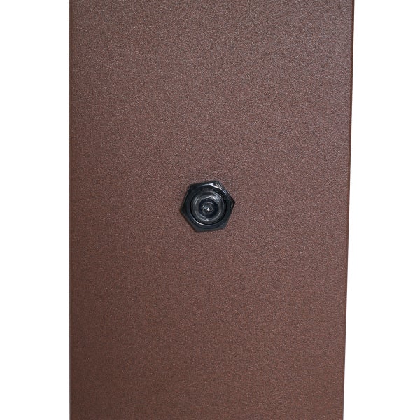 Nahaufnahme eines Dämmerungssensors in einem schwarzen Sechskantgehäuse auf einer braunen strukturierten Oberfläche.