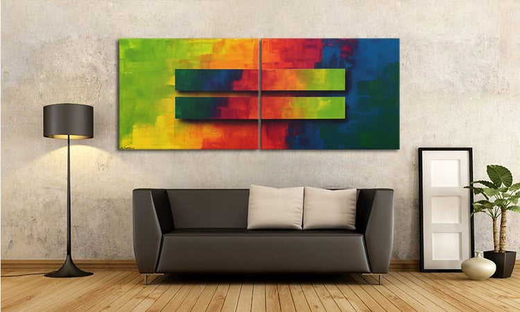 Das moderne Bild -Colored Boxes- 200x80x2 cm handgemaltes Unikat