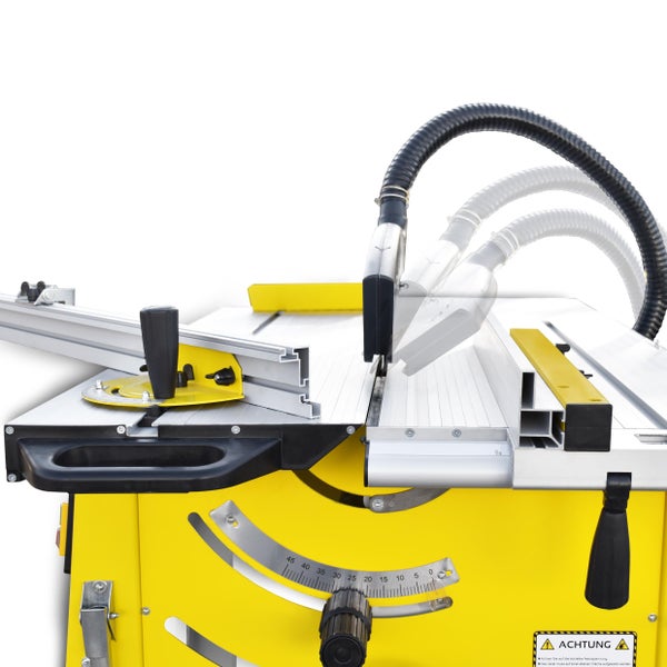 Tischkreissäge mit Absaugvorrichtung und Winkeleinstellung