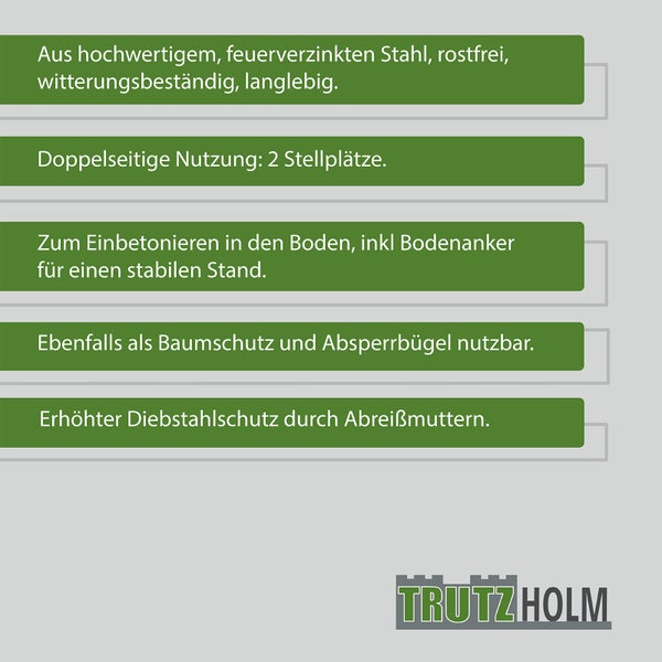 Fahrradanlehnbügel 115 x 124 cm Stahl feuerverzinkt Ø 60 mm grau Einbetonieren Fahrradständer Parker   Typ O