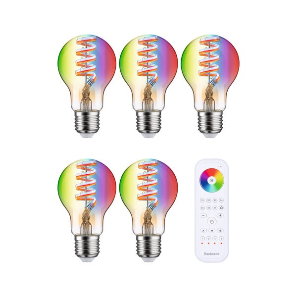 Set Filament 230V LED Birne Zigbee AGL RGBW + Gent 2.0 3x470lm 3x6,3W RGBW+ dimmbar Gold