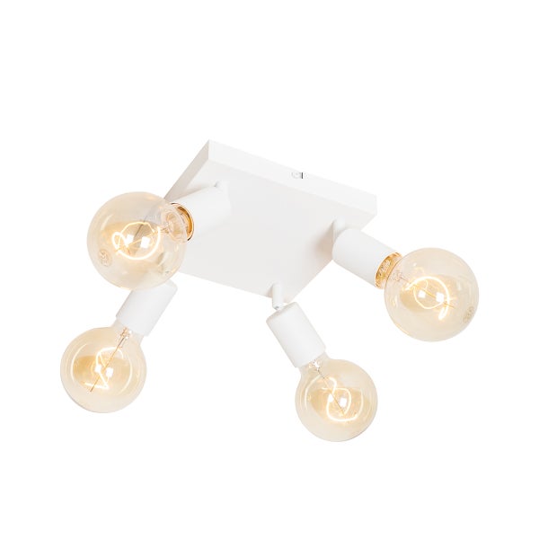 Deckenleuchte mit vier Leuchten und runden Glühbirnen