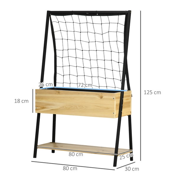 Outsunny Hochbeet mit Rankgitter, Pflanzkasten mit Ablage, Pflanzkübel mit Innenverkleidung aus Vlies, Blumenkasten, für Terrasse, Balkon, Natur, 80 x 30 x 125 cm