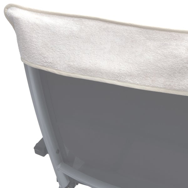 Detailansicht einer Strandliege mit Baumwollbezug