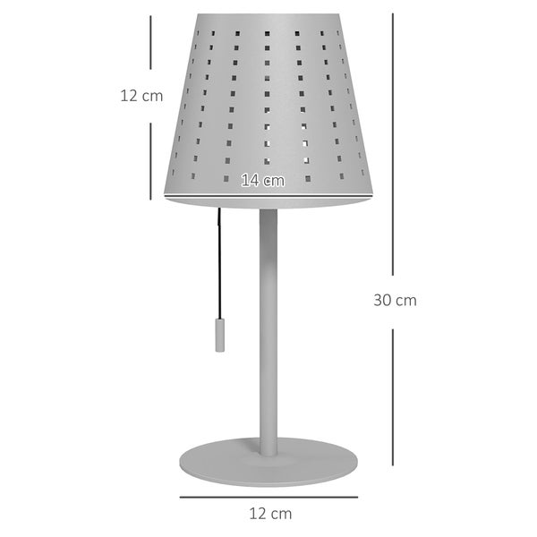 Outsunny Solar Tischlampe, 14cm x 14cm x 30cm, Metall, Hellgrau