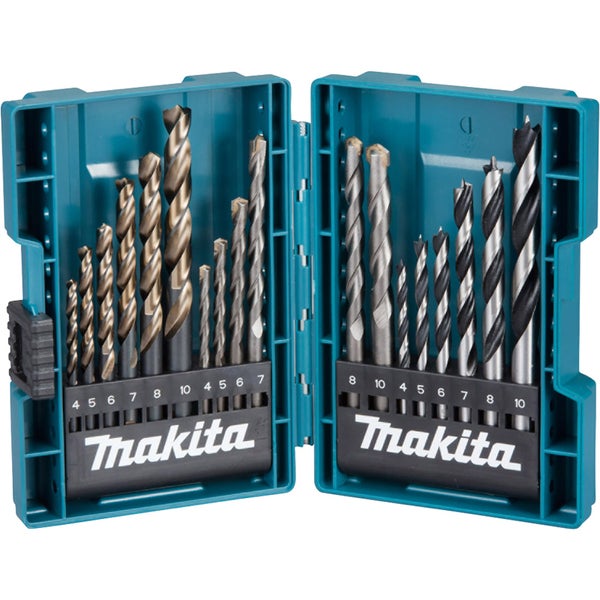Makita Bohrer-Set in geöffnetem Kunststoffkoffer