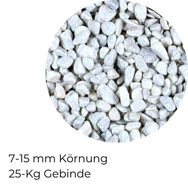 Kieselsteine Garten Zierkies 7-15 mm 25 kg Aquarium Kies Carrara Weiß Marmorkies Dekostein Gabion Steinteppich Zierstein Weiß
