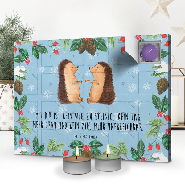 Mr. & Mrs. Panda Duftkerzen Adventskalender Igel Liebe - Blau Pastell
