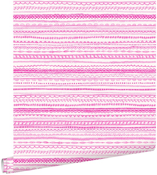 ESTAhome Tapete Spitzenborten Bonbonrosa - 53 cm x 10.05 m - 138840