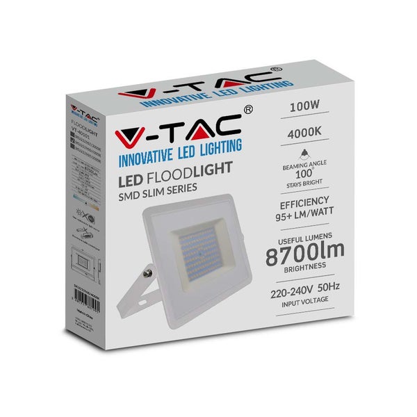 V-TAC Logo, LED-Strahler, 100 Watt, 4000 Kelvin, 8700 Lumen