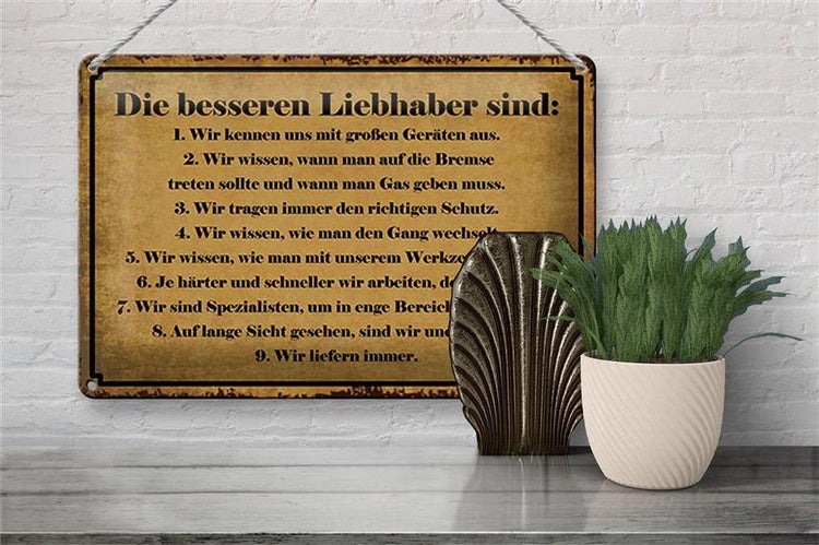 Blechschild Spruch 30x20cm die besseren Liebhaber sind