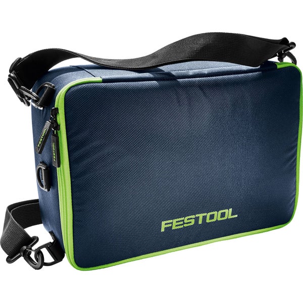 Festool Werkzeugtasche aus robustem Stoff mit verstellbarem Schultergurt und Reißverschluss.