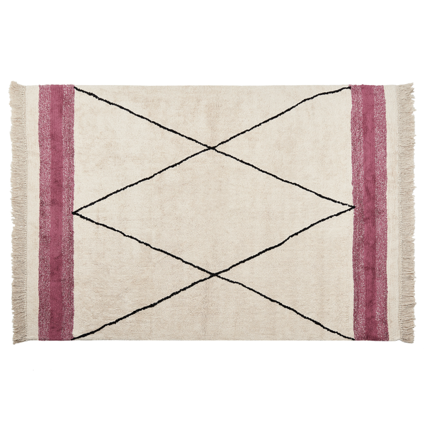Teppich AFSAR Hellbeige 140 x 200 cm Baumwolle