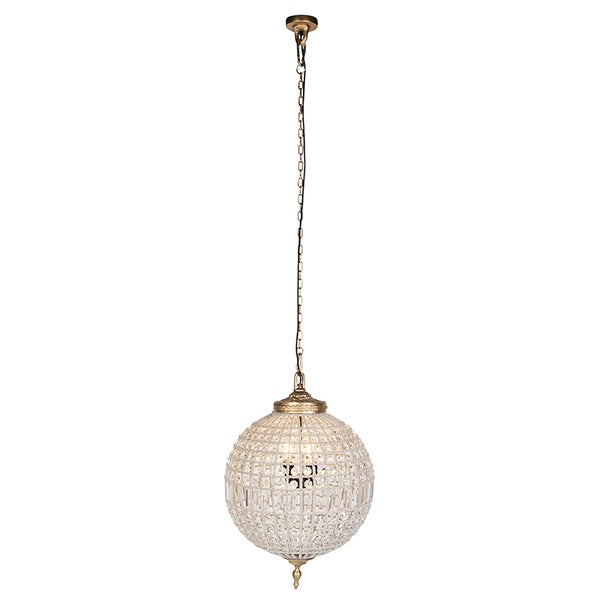 Art Deco Hängelampe mit Kristallen / Gold 50 cm - Kasbah